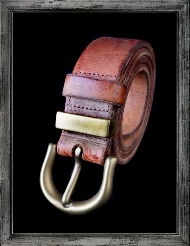 Herman Oak leather 4 cm bow buckle old brass